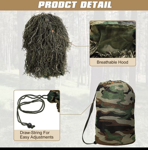 5-teilig Camouflage groß Erwachsene Gillie Anzug Scharfschütze Tuch Dschungeltarn Jagd Cs Wild - Bild 4 von 10