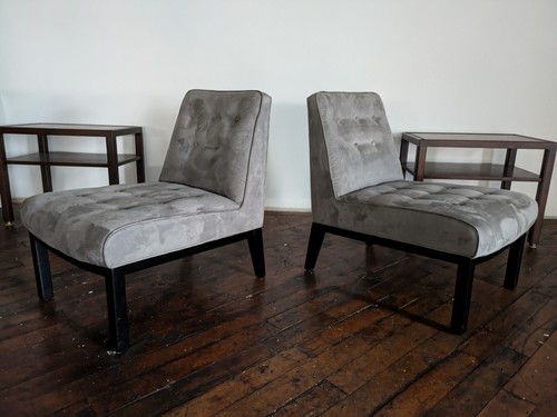 Pair EDWARD WORMLEY Dunbar Slipper Chairs vintage mcm midcentury modern lounge - Picture 2 of 7