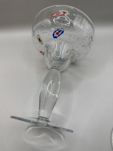 Crate & Barrel Zazz Millefiori Blown Glass Margarita Cocktail Glasses Set of 2 - Picture 11 of 12