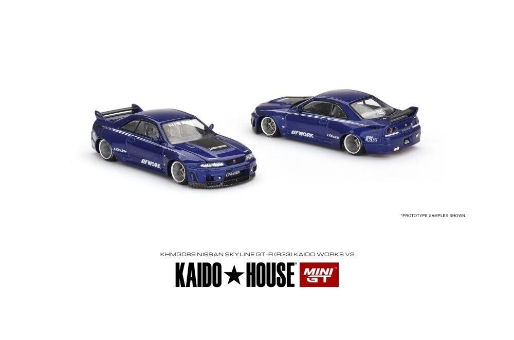 Mini GT Kaido House - Nissan Skyline GT-R (R33) Kaido Works V2, blue - KHMG089