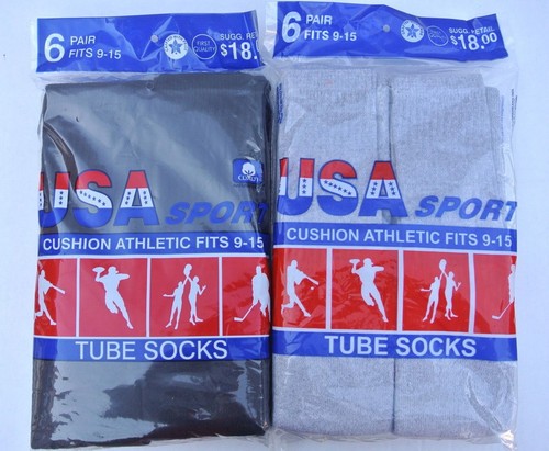 12 Paar neue weiße sportliche Crew-Schlauchsocken für Herren 9-15 hergestellt in den USA - Bild 13 von 14