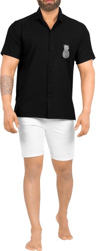 LA LEELA Mens Short Sleeve Button Down Casual Camp Shirts XL Squid Ink_AE30 - Bild 2 von 3