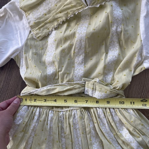 VTG 1970s Cinderella Brand White Yellow Green Cottage Prairie Dress-Hole/Stains - Picture 13 of 20