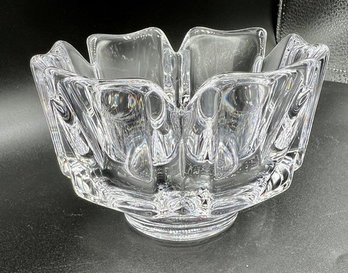 Orrefors Crystal Crown Bowl Lars Hellsten Sweden Art Glass Rose Bowl - Picture 4 of 9