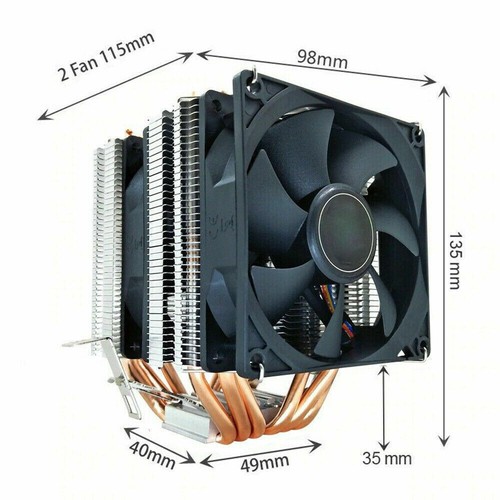 SNOWMAN 6 Heat Pipes CPU Cooler 4 Pin PWM Black PC Quiet AMD AM4 for Ryzen CPU - Picture 6 of 6