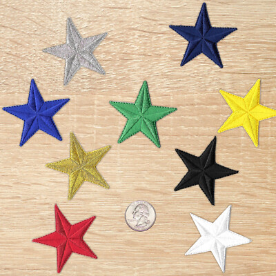 Star Patches (5-Pack) Star Embroidered Iron On Patch Applique - 2''