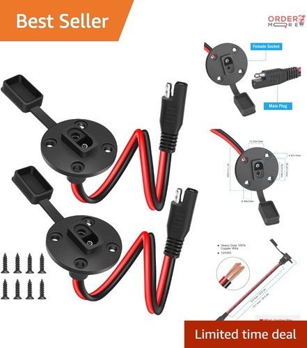 SAE Connector Power Socket 12AWG Weatherproof Quick Connect Adapter 2 Pack