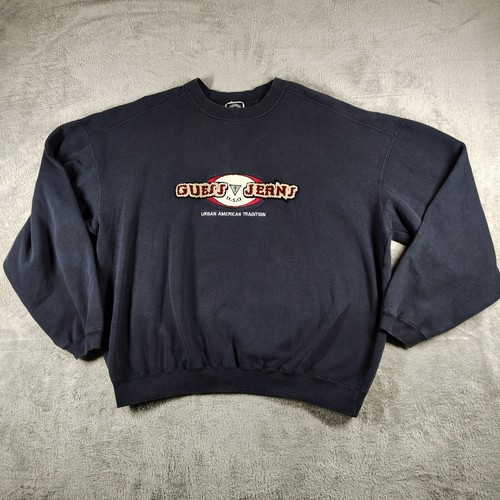 Vintage 90er Streetwear Guess Jeans Sweatshirt Faded Navy Gr. XL Oversized