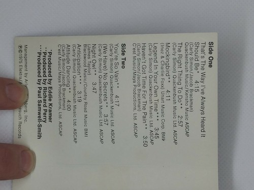 The Best of Carly Simon Cassette Tape Warner Bros. 1975 - Picture 6 of 6