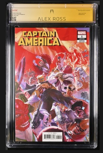 Captain America #1 1:100 CGC 9.6 SS *SIGNED* ALEX ROSS VIRGIN VARIANT Wraparound - Picture 2 of 4
