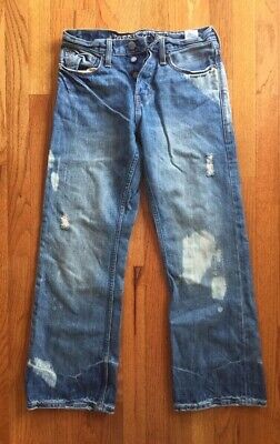 New American Eagle Men/'s Jeans Low Rise Boot Destroyed Size 28x28