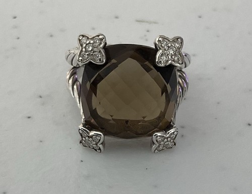 DAVID YURMAN STERLING SILVER/SMOKY TOPAZ/DIAMONDS ON POINT RING! 6.25 - Picture 2 of 13