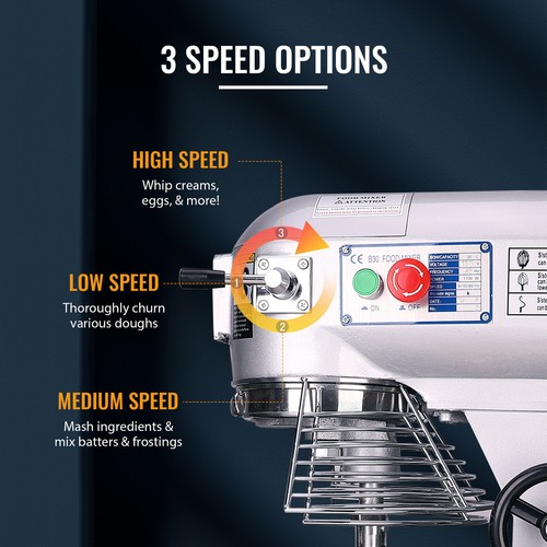 Commercial Dough Mixer Electric Stand Food Mixer Bakery Beater Whip 30L 1100W - Picture 6 of 10