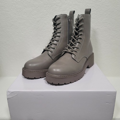 Olivia Miller Women's Crystal Combat Boots - Light Gray Size 8 & 8.5 - Picture 6 of 7