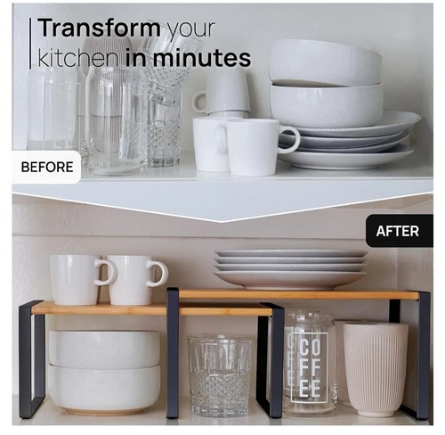 Ibyx Premium Kitchen Cabinet Organizer Shelf Set of 3 Kitchen Counter Shelves L6 - Picture 2 of 6