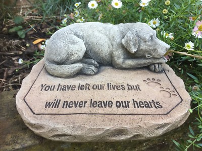 Dog Memorial Verse Garden Ornament Hand Cast Dog Memorial Verse Garden, Pet Memorial Garden Statues