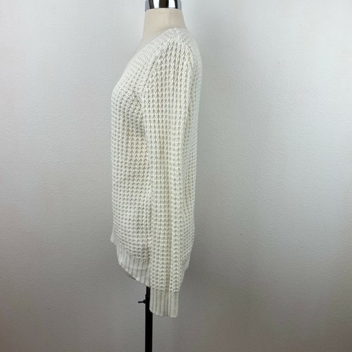 Rue 21 White Long Sleeve Loose Knit Pullover Sweater Top Scoop Neck Med Layering - Picture 4 of 7