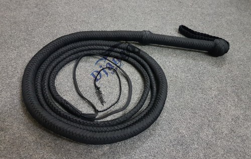 Látigo de nailon negro Paracord premium de 12 pies y 12 trenzas de alta resistencia personalizado BULLWHIP - Imagen 2 de 11