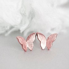 Butterfly Stud Earrings Rose Gold Minimalist Jewelry Gift Studs Gift Girl Cute