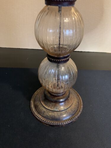 Interlude Home Inc Candle Pillar Glass Holder 2 Bulbs Brown Luxe Accent designer - Picture 2 of 6