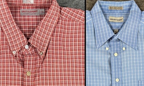 Vintage Shirts (2) David Taylor / Grey Elephant Short Sleeve XL Blue Red - Picture 1 of 12