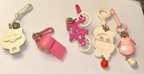 Vintage 1980s Lot Of 5 Bell Charms Plastic Clip On Mickey Mouse Bike Whistle+ - Picture 7 of 10