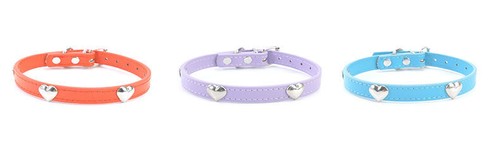 Collier réglable à la mode pour petits animaux chien chiot collier en cuir PU avec coeur - Photo 17 sur 31