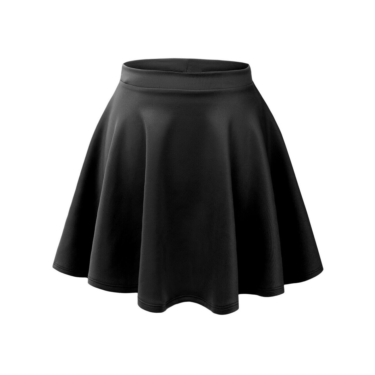 Women's skater skirt plus size flared plain elastic waist ladies short ...