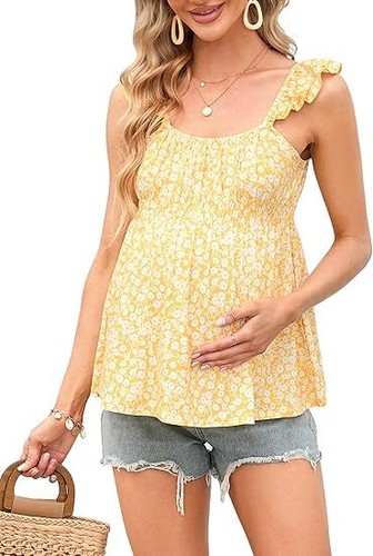 Maternity Shirt Side Button and Ruched Maternity Tunic Tops - Picture 10 of 20