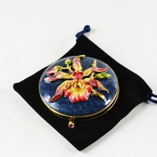 Estee Lauder Jay Strongwater ORCHID Flower Powder Empty Compact With Stones