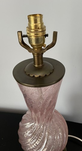 Vintage Tischlampe rosa Muranoglas mit Silberaufguss - Bild 7 von 8