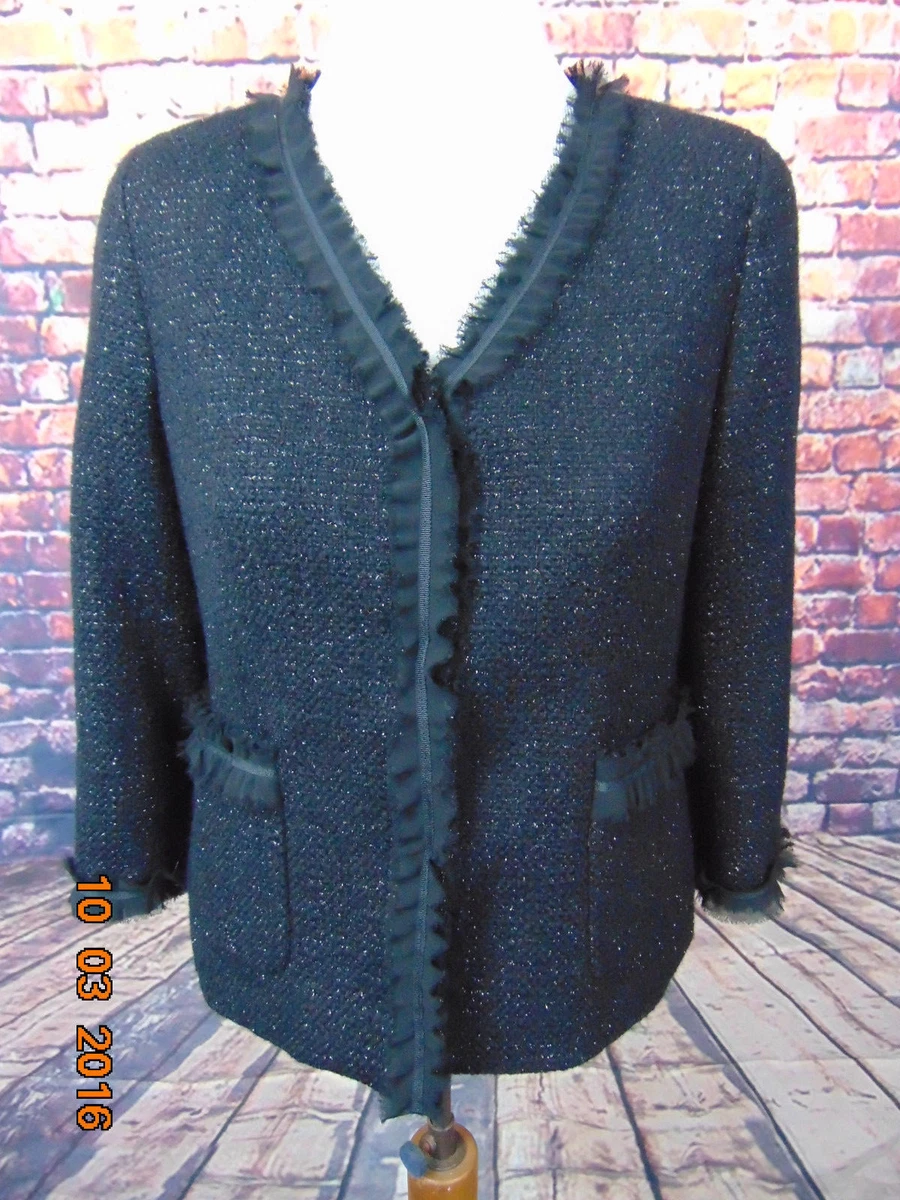 Womens metallic TALBOTS blazer jacket wool fringe formal LARGE 12 | eBay