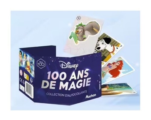 100 ans de magie Disney AUCHAN boîte de 378 pochettes de 4 autocollants = 1512 - Picture 2 of 2