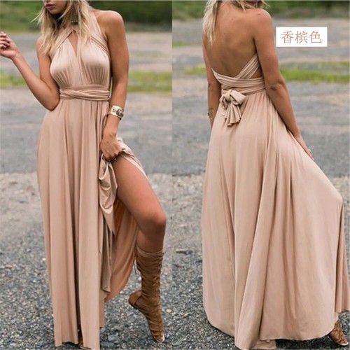 Sexy Vestido de Fiesta Vendaje Sin Espalda Mujeres Multiusos Envoltura Convertible Boho Maxi Club - Imagen 36 de 36