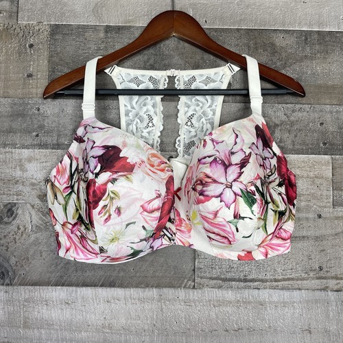 Cacique Damen BH 44DDD Spitzenrücken Balconette leicht gefüttert geblümt