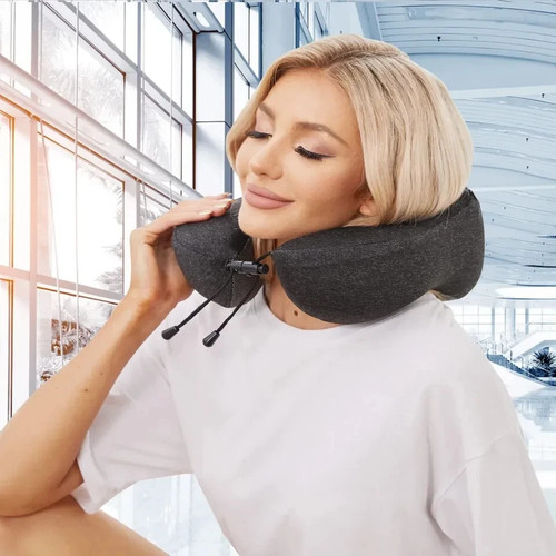 U-SHAPED MEMORY FOAM REBOUND TRAVEL PILLOW NECK SUPPORT HEAD REST AIRPLANE SLEEP - Picture 4 of 9