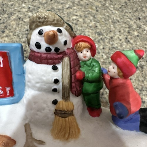 Set 2 Pupazzo di Neve Natalizio con Statuine Bambini Decorazioni Villaggio Invernale 4x3" - Foto 13 di 15