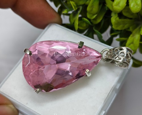 64+ Ct Rose Quartz Pear Cut German Silver Solitaire Loose Gemstone - Picture 4 of 5