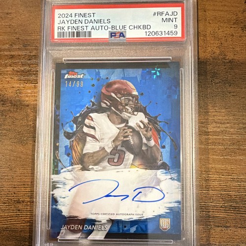 Topps 2024 Finest Jayden Daniels RC Auto Blue Checkerboard /99 PSA 9 RFA-JD