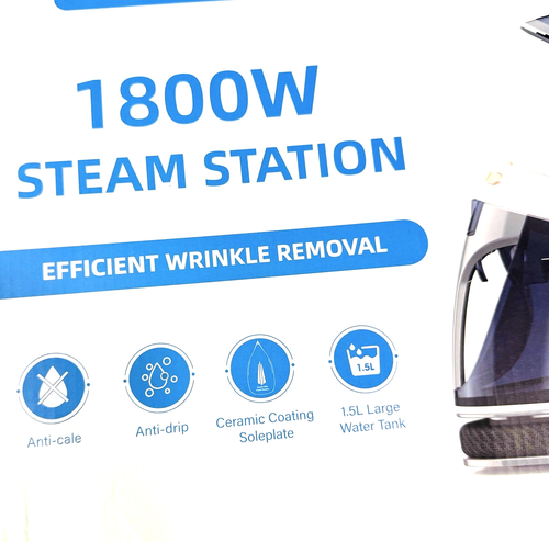 Steam Station for Clothes with LED Screen 1800W Steam Iron Ceramic Sole No Drip - Picture 13 of 14