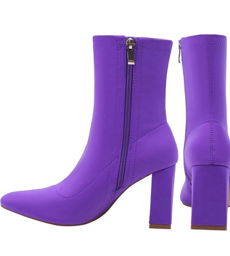 Reitoye Women's Gogo Boots High Chunky Block Heel Square Size 7 NEW Purple - Picture 5 of 5