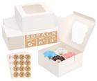 50 PCS 6x6x3 inch White Bakery Boxes with Window for Cookie Pie Pastry Treat