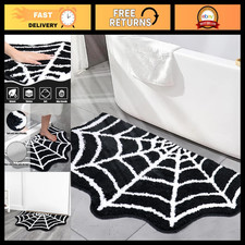 Halloween Spider Web Bath Mat 31x20" Non-Slip Machine Washable Gothic Rug