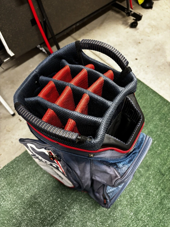 Bolsa de carrito de golf TaylorMade divisor de 14 vías azul marino rojo blanco Foto 4 de 4