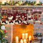 Vintage Christmas Stocking 6 Pack 18 Inches with 6 Pieces Zinc Alloy Stocking...