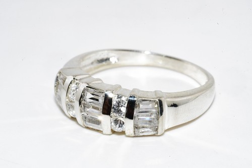$395 .925 Sterling Silver 1.75CT Round & Baguette Cut White Cubic Zirconia Ring - Picture 2 of 7