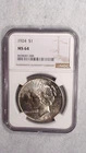 1924 P Peace Dollar NGC MS64 NEAR GEM UNCIRCULATED $1 Coin BUY IT NOW!