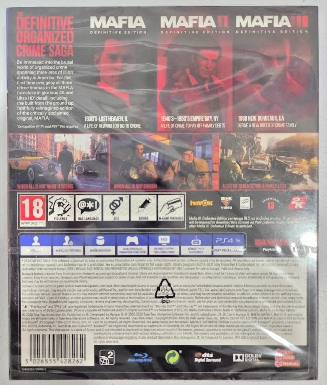 Mafia Trilogy PS4 Brand New Game (EU 2020 Action/Adventure) - Image 3 of 4