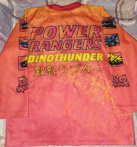 Vintage 2004 Power Rangers Dino Thunder Kids Long Sleeve Jersey T Shirt Size 7 - Picture 3 of 4