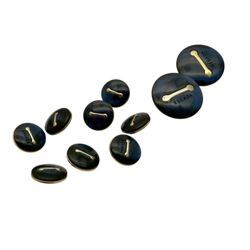 Luxury Designer ESCADA Replacement Buttons Gold Tone Navy Blue Each Branded - Picture 13 of 14